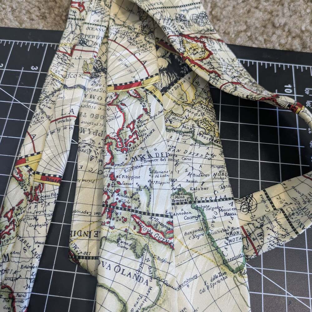 Museum Artifacts Vintage Old World Map Cartography Silk Necktie